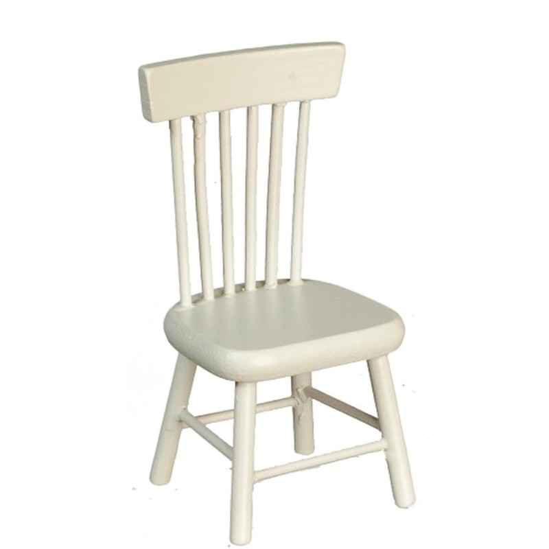 Dolls House White Spindle Back Side Chair Miniature Kitchen Dining Furniture 