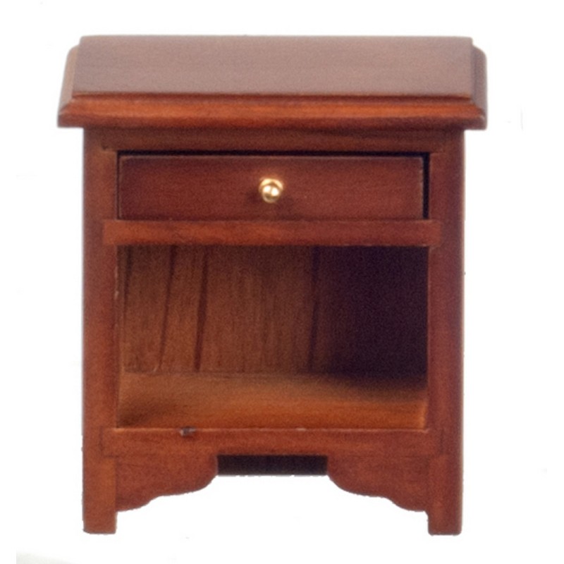 Dolls House Walnut Bedside Cabinet Nightstand Miniature Bedroom Furniture