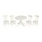 Dolls House White Round Table & Chairs Miniature Dining Room Furniture Set