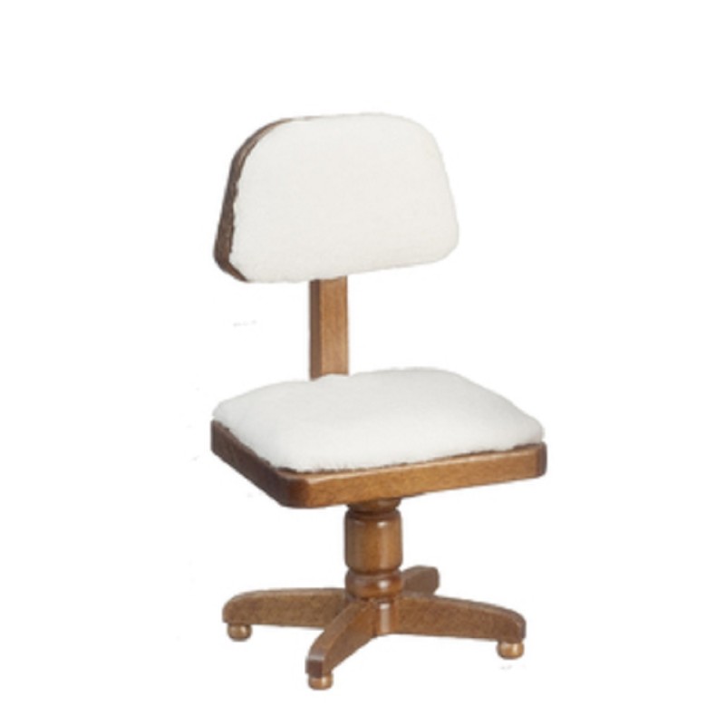 Dolls House Walnut White Desk Chair Miniature Study Office Furniture