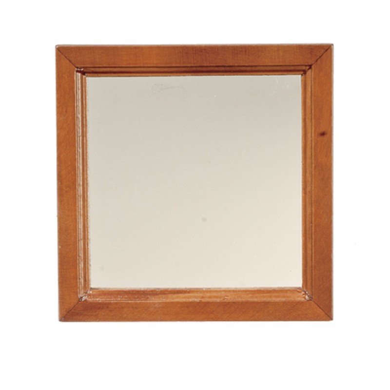 Dolls House Large Square Walnut Wooden Framed Mirror Miniature Accessory