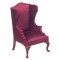 Dolls House Burgundy & Walnut Wingback Fireside Armchair Living Room Furniture