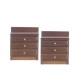 Dolls House 2 Walnut Bedside Cabinet Chests Miniature 1:12 Bedroom Furniture