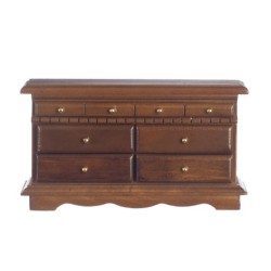 Dolls House Walnut Slim Chest of Drawers Miniature 1:12 Bedroom Furniture