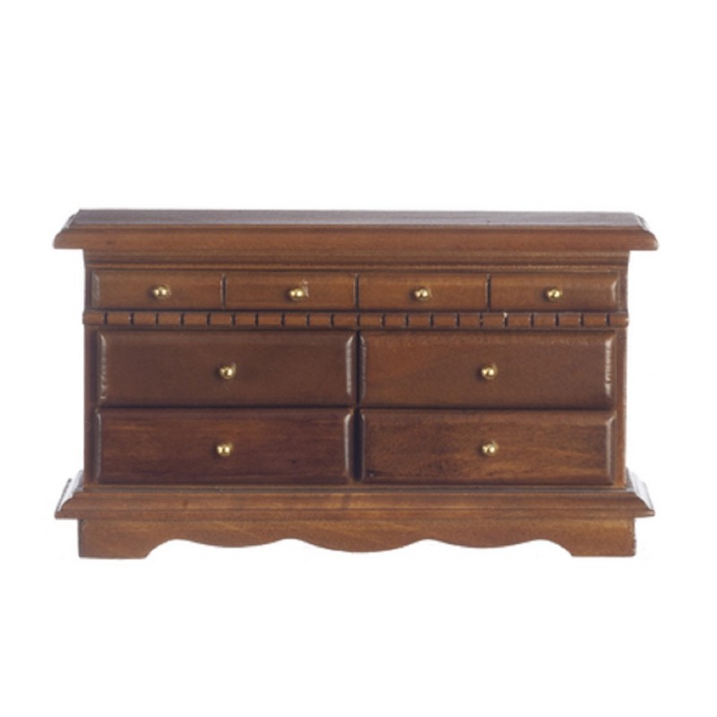 Dolls House Walnut Slim Chest of Drawers Miniature 1:12 Bedroom Furniture