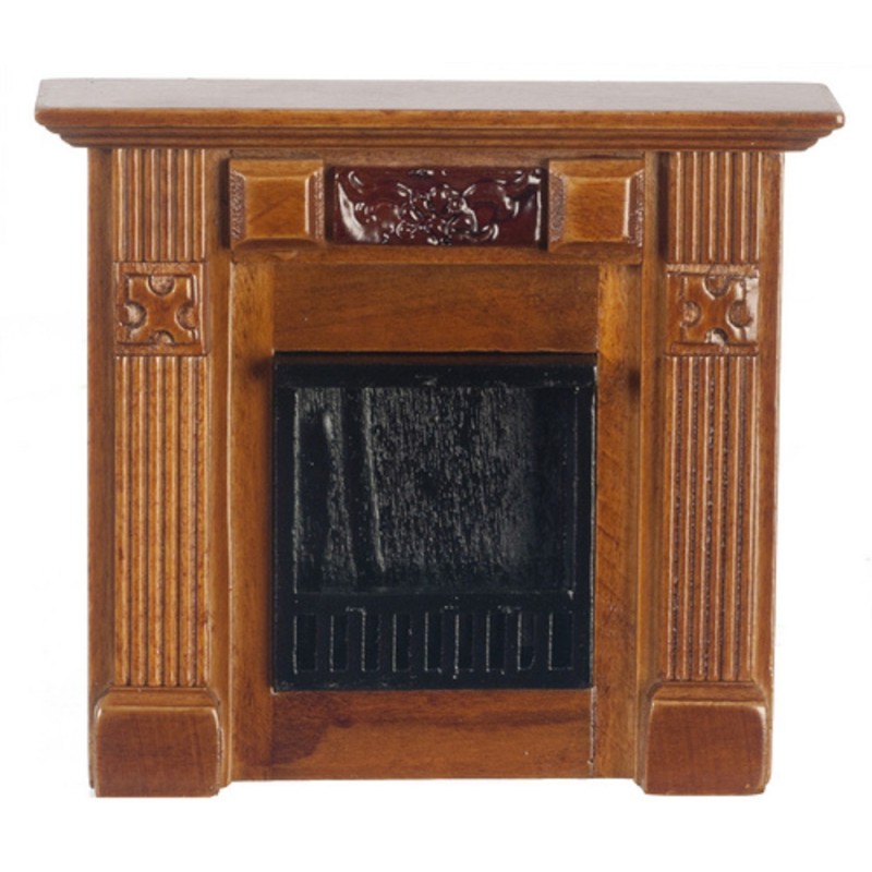 Dolls House Miniature Small Walnut Wood Elizabeth Fireplace 1:12 Scale