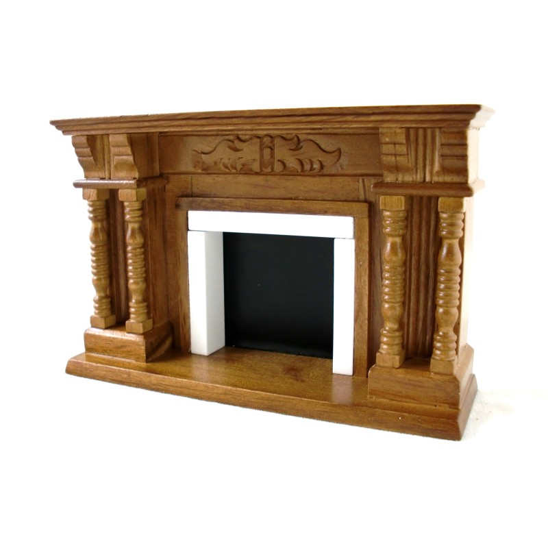 Dolls House Miniature Furniture Victorian Walnut Wood Fireplace