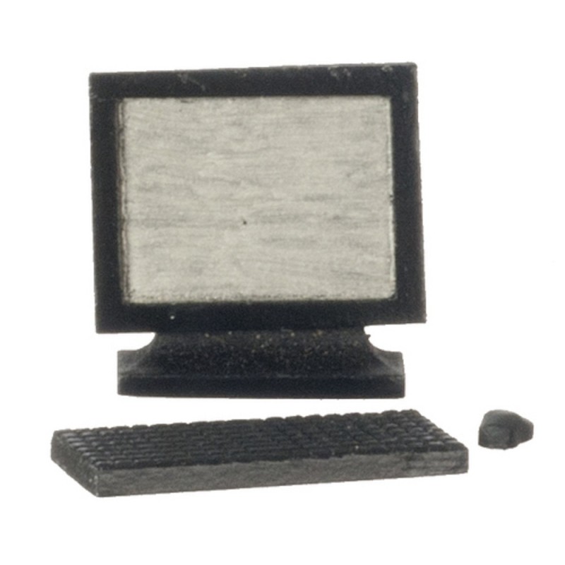 Dolls House Black Computer Modern Miniature Office Study Accessory 