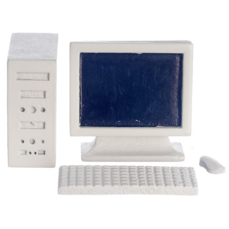 Dolls House White Modern Computer PC Miniature 1:12 Office Study Accessory 