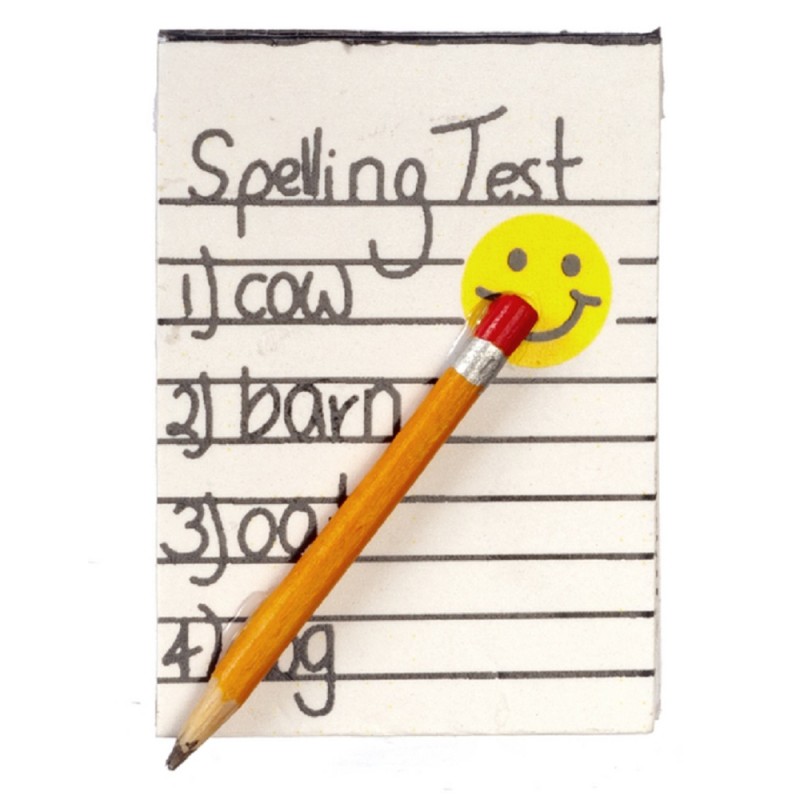 Dolls House Child's Spelling Test 1:12 Scale Homework School Desk Accessory