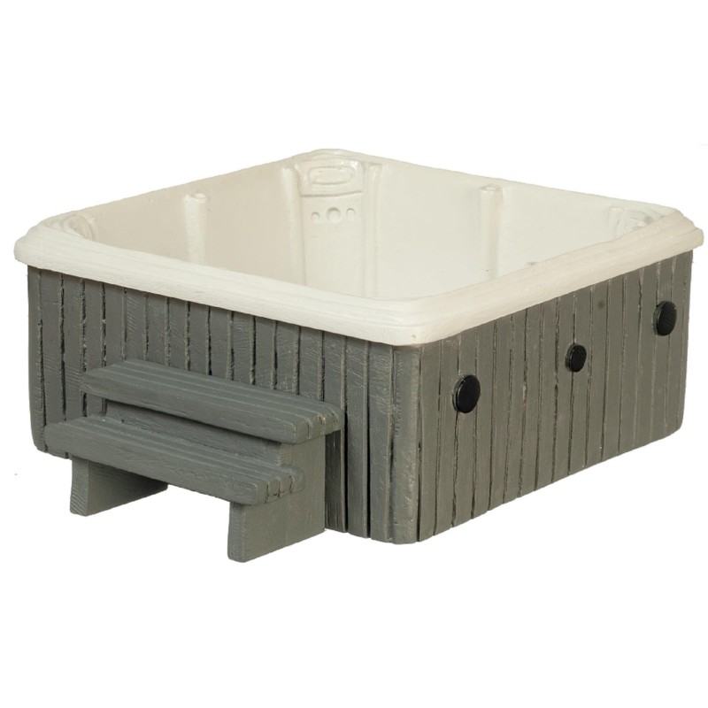 Dolls House Hot Tub with Steps Grey Miniature Outdoor Garden Furniture 1:12 Scale