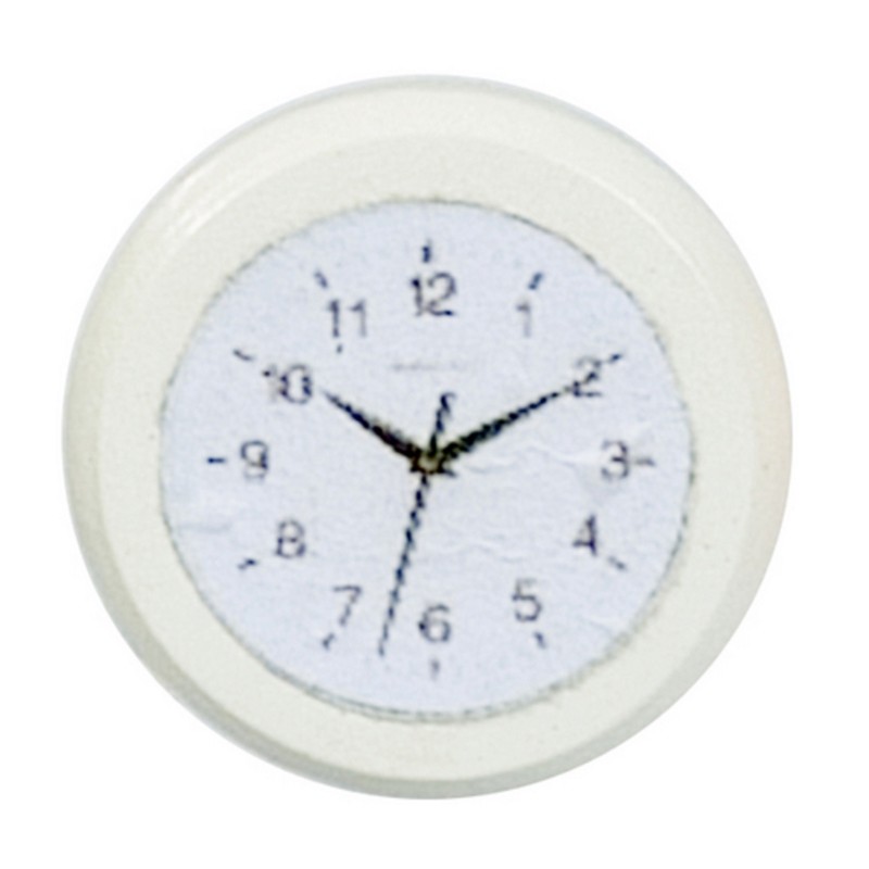 Dolls House Round White Wall Clock Miniature Modern Kitchen Accessory