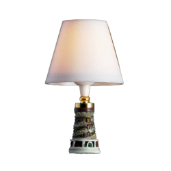 Dolls House Victorian Brass Table Lamp White Shade 12V Electric Lighting 1:12 