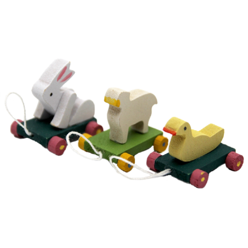 Dolls House 3 Animal Pull Toys Miniature 1:12 Scale Nursery Toy Shop Accessory
