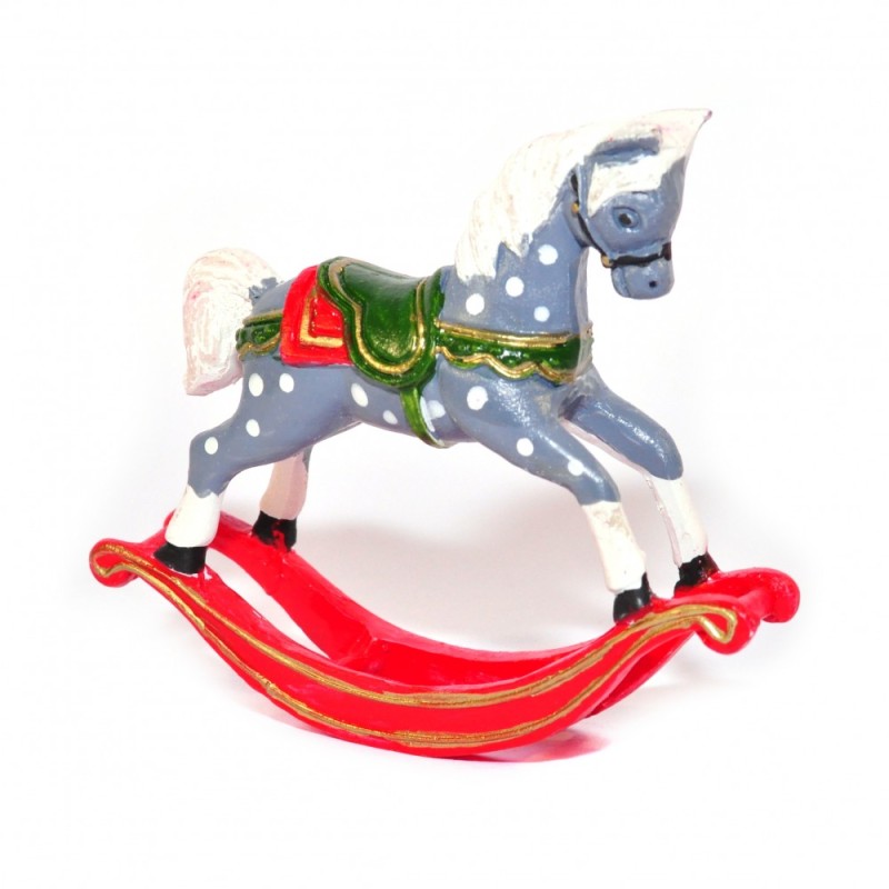 Dolls House Old Fashioned Rocking Horse Christmas Nursery Toy Shop Accessory 