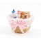 Dolls House Baby Products in Wicker Basket Pink Miniature 1:12 Nursery Accessory