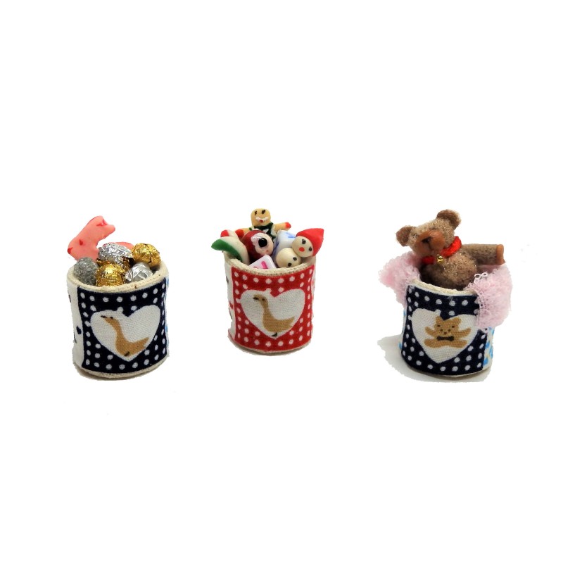 Dolls House 3 Full Toy Tubs Miniature 1:12 Scale Nursery Accessory