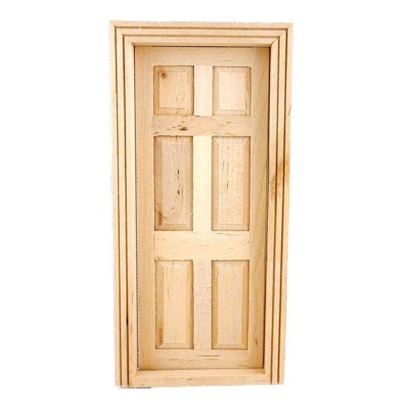 Dolls House Miniature DIY Fixture Natural Wood False 6 Panel Door