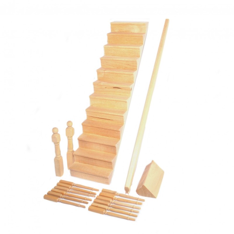 Dolls House Staircase with Curved Bannister Kit Miniature Stairs DIY Builders