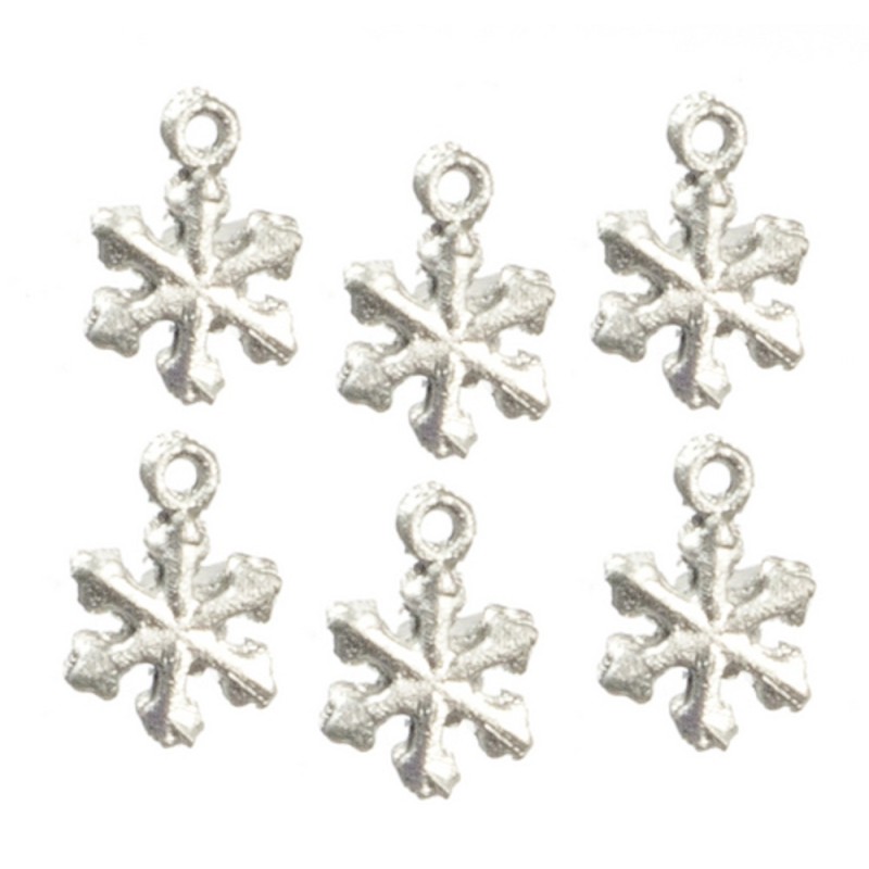 Dolls House Silver Snow Flake Ornaments Miniature Christmas Tree Decorations
