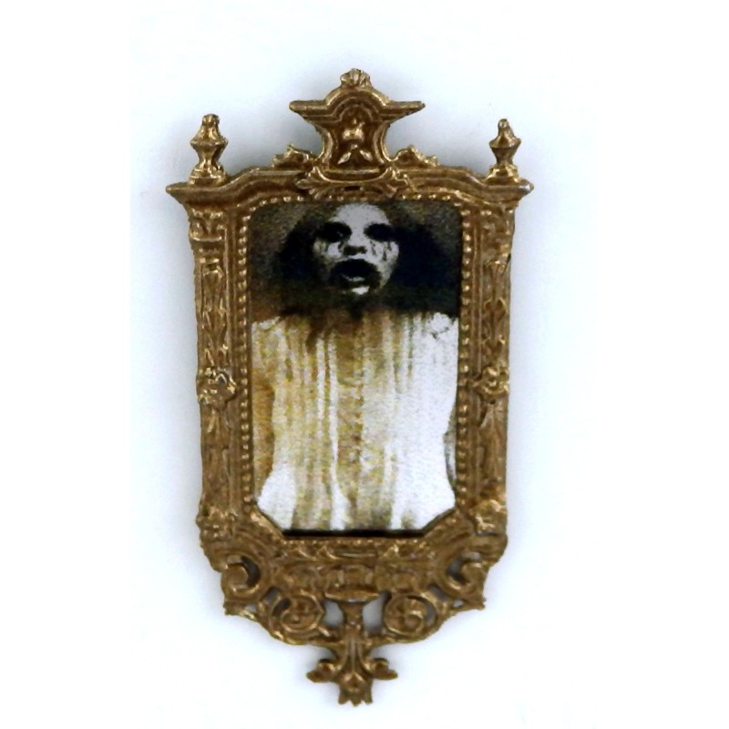Dolls House Miniature Bronze Ornate Framed Rectangular Ghost Mirror