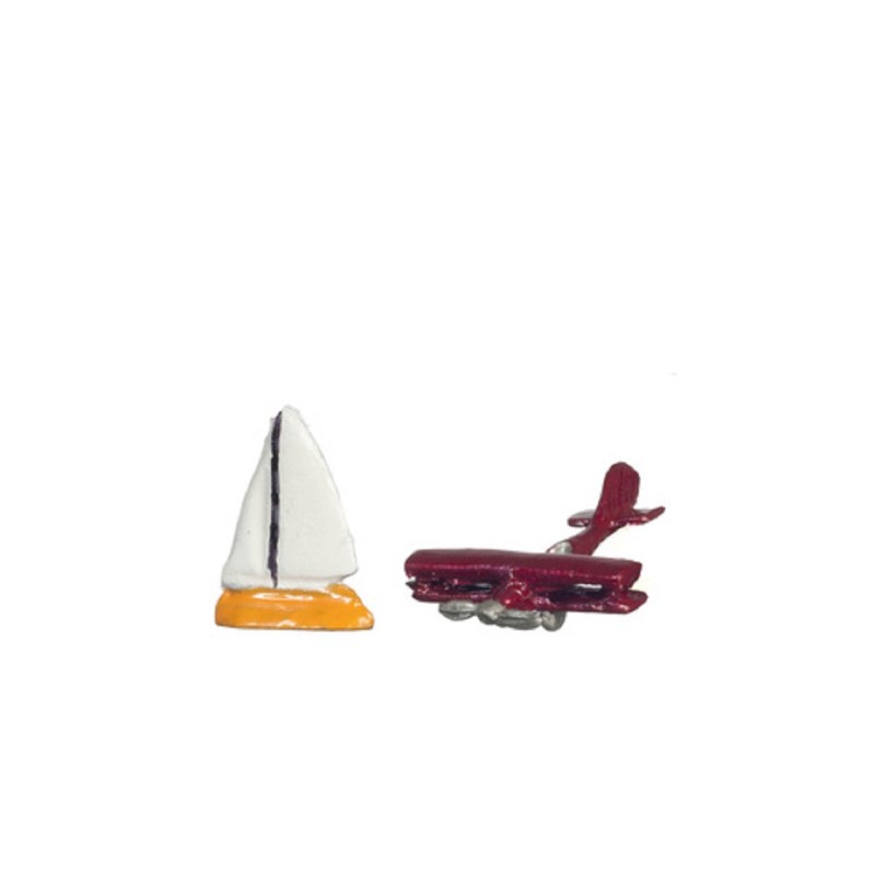 Dolls House Toy Plane & Boat 1:12 Scale Miniature Shop Nursery Boys 