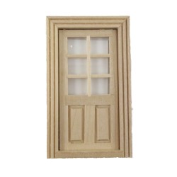 Dolls House Internal Door 2 Panel 6 Light 1:24 Half Inch Scale Bare Wood 