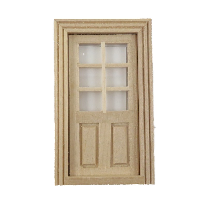 Dolls House Internal Door 2 Panel 6 Light 1:24 Half Inch Scale Bare Wood 