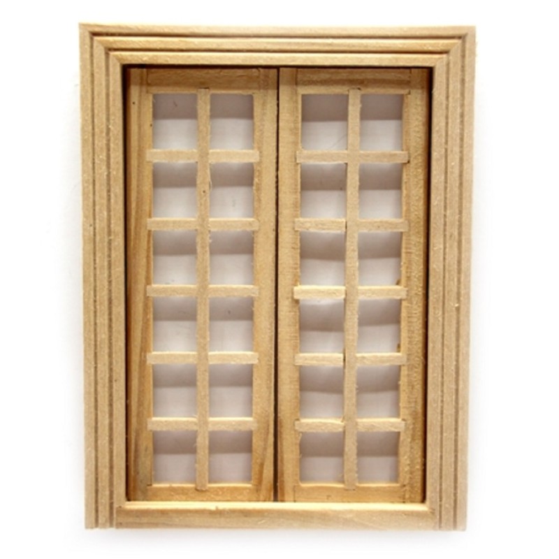 Dolls House Bare Wood Internal Double French Doors 1:24 Half Scale DIY Builders