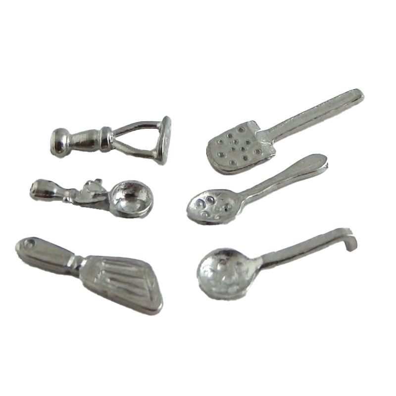 Dolls House Miniature 1:24 Scale Kitchen Accessory Set of Metal Utensils