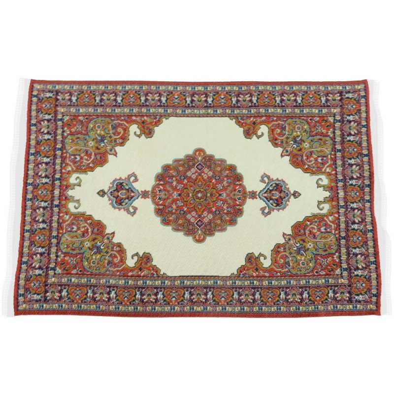 Dolls House Red Turkish Woven Rectangular Carpet Miniature Rug 1:12 Medium