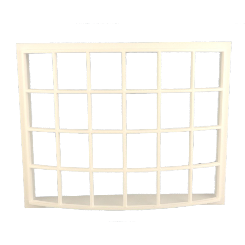 Dolls House White Plastic Georgian Bay Bow Window 24 Pane 1:24 Scale