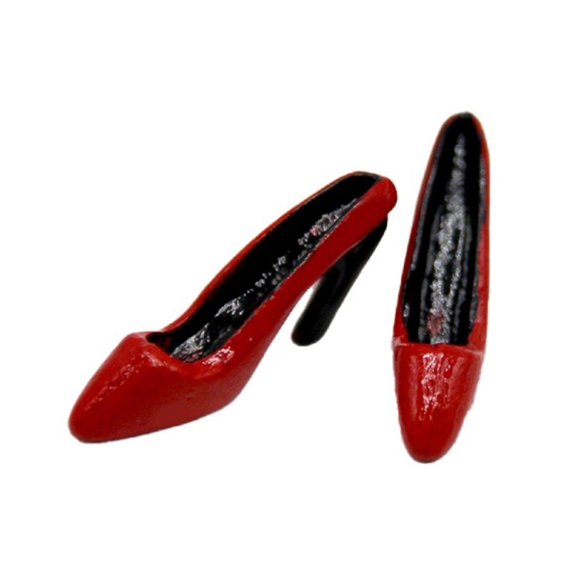 Dolls House Red & Black High Heel Shoes Ladies Clothing Bedroom Accessory 1:12