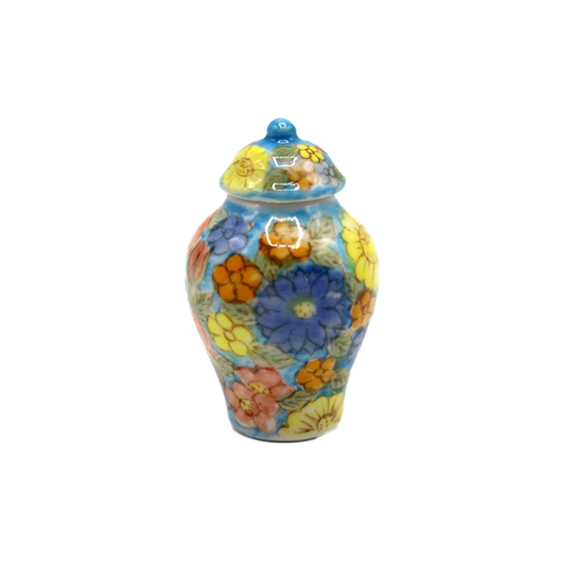Dolls House Large Blue Floral Temple Jar Miniature Ornament Accessory 1:12 Scale