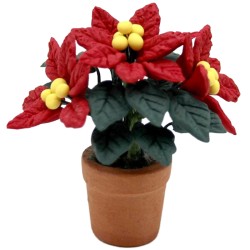 Dolls House Red Poinsettia in Pot Miniature Christmas Flower Garden Accessory Dolls House Red Poinsettia in Pot Miniature Christmas Flower Garden Accessory