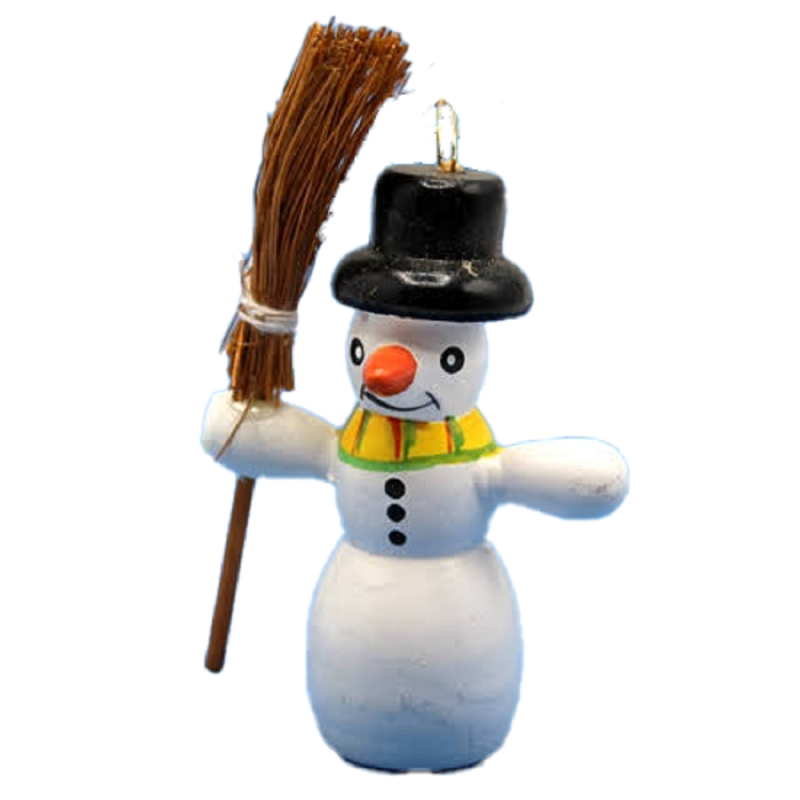Dolls House Snow Man with Broom 1:12 Christmas Garden Accessory Snowman