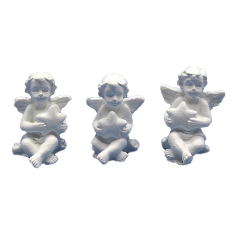 Dolls House 3 Sitting Cherub Statues Figurines Miniature 1:12 Scale Ornaments