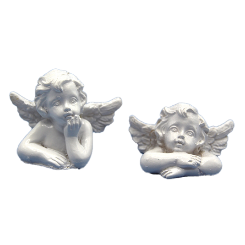 Dolls House 2 Large Cherub Bust Statues Figurines Miniature 1:12 Scale Ornaments