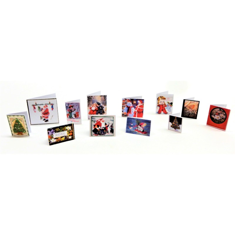 Dolls House 12 Modern Christmas Cards Miniature 1:12 Accessory