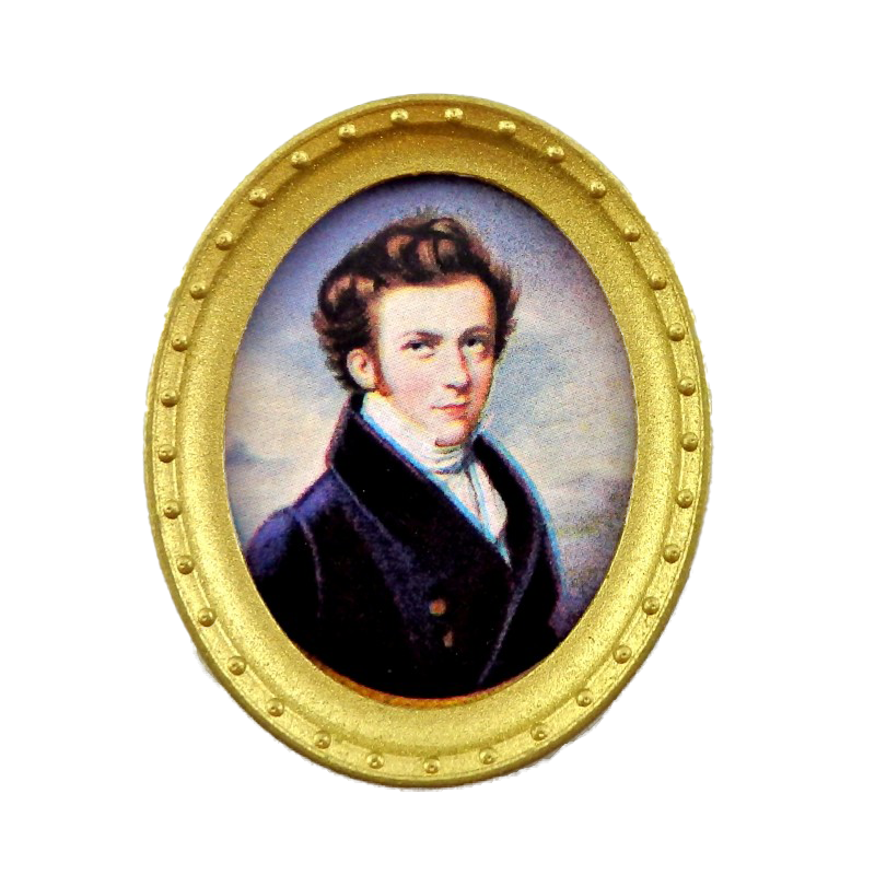 Dolls House Miniature Georgian Gentleman Portrait in Oval Gold Frame