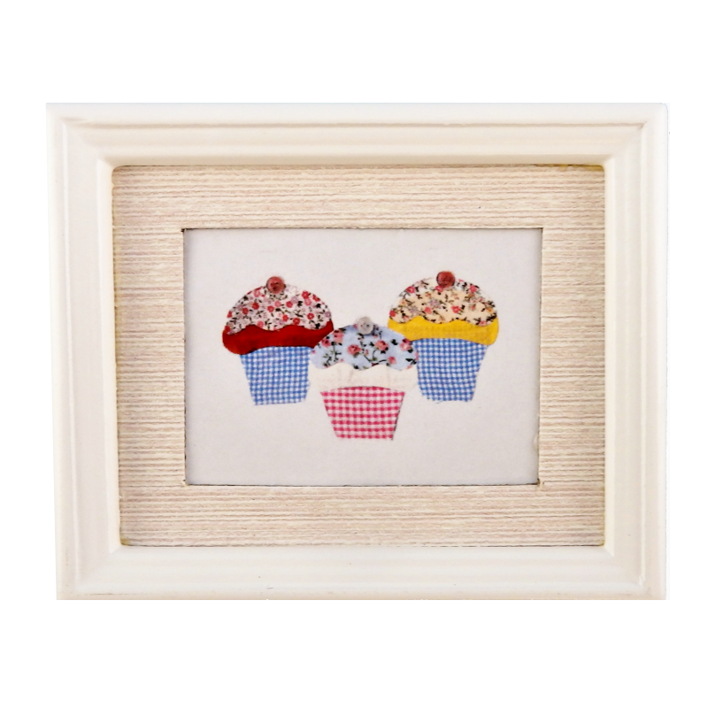 Dolls House Cup Cakes Picture Painting White Frame Miniature 1:12 Accessory 