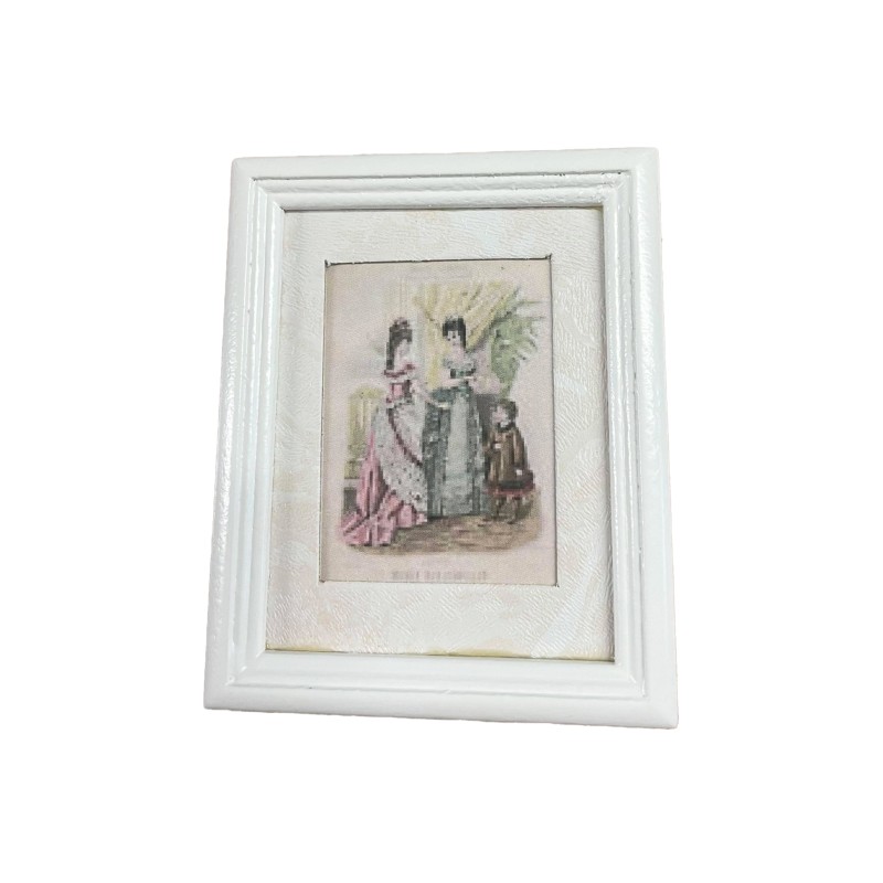 Dolls House Miniature Accessory Evening Fashion Painting White Frame