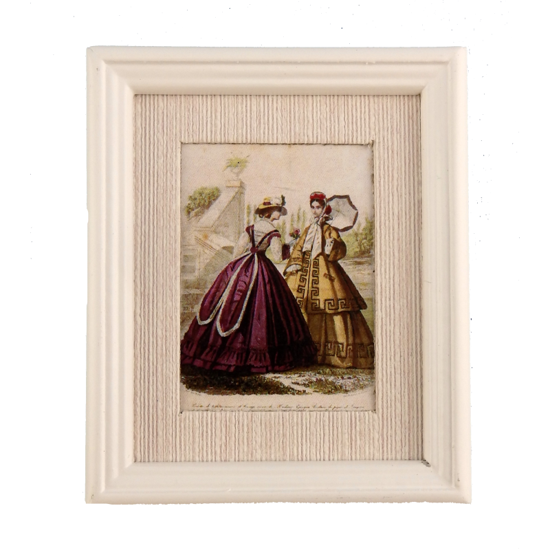 Dolls House Winter Fashion Plate Painting in White Frame Accessory Picture