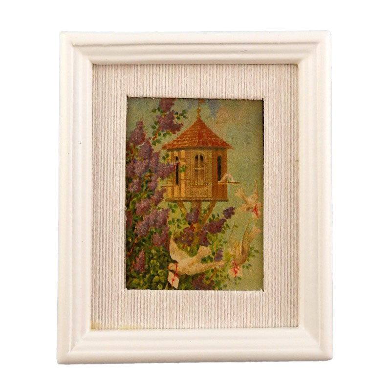 Dolls House Dovecote Painting White Frame Miniature Accessory 