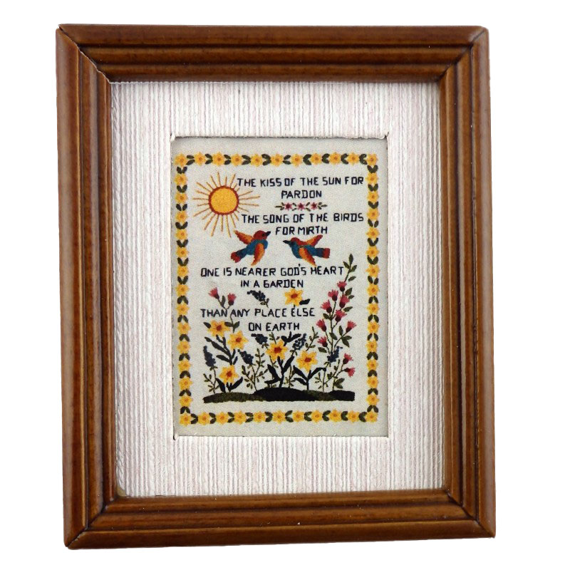 Dolls House Miniature Sampler The Kiss of the Sun Picture In Frame
