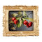 Dolls House Miniature Cherries on a Branch Painting Gold Frame