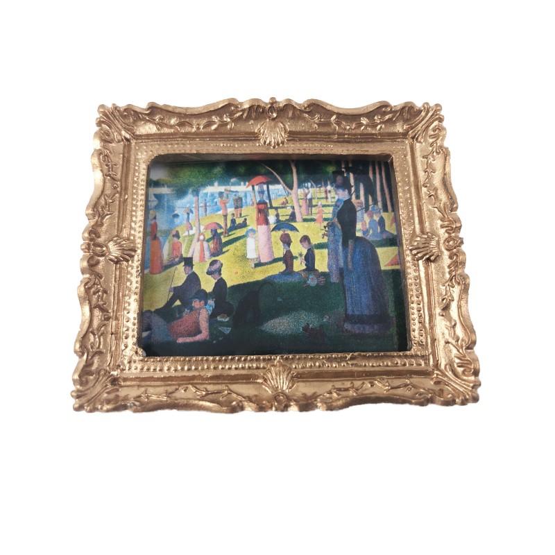 Dolls House Gold Framed A Sunday on La Grande Jatte Picture Painting Accessory