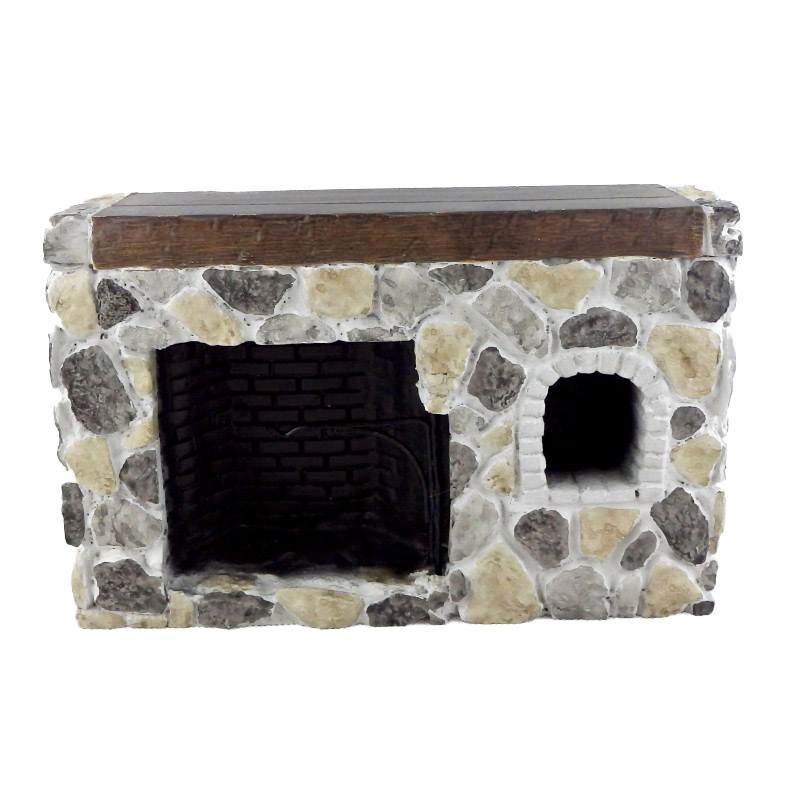 Dolls House Old Fashioned Stone Fireplace Fieldstone Large Walk In Resin