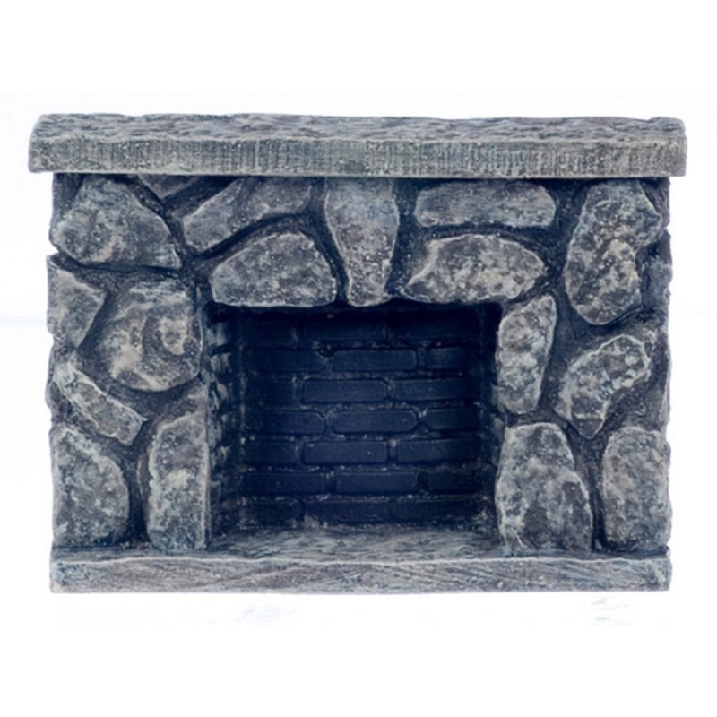 Dolls House Miniature 1:12 Scale Furniture Resin Grey Stone Fieldstone Fireplace