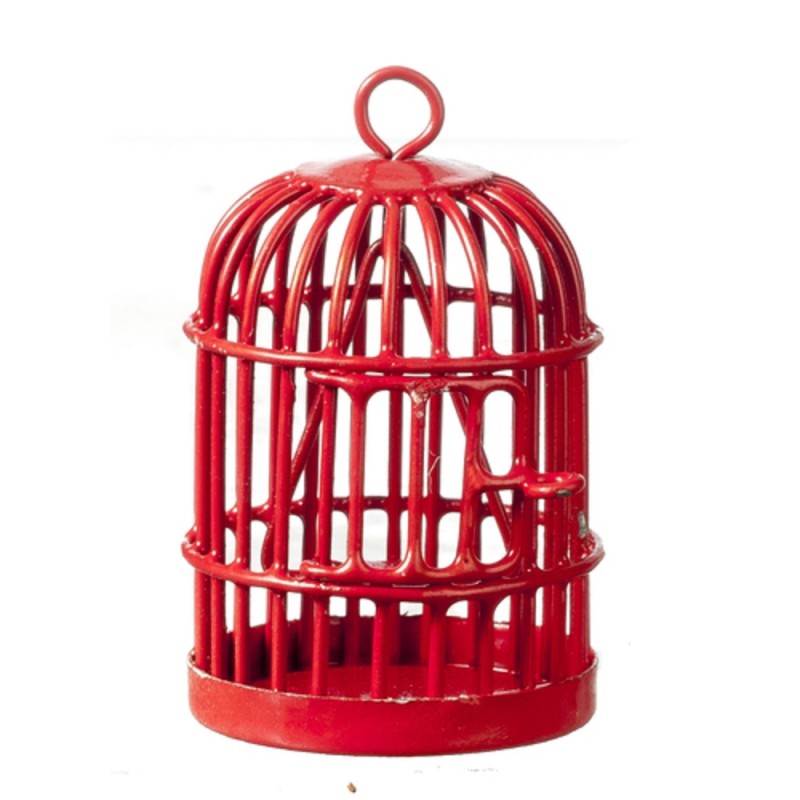 Dolls House Round Red Birdcage Miniature 1:12 Scale Pet Accessory 